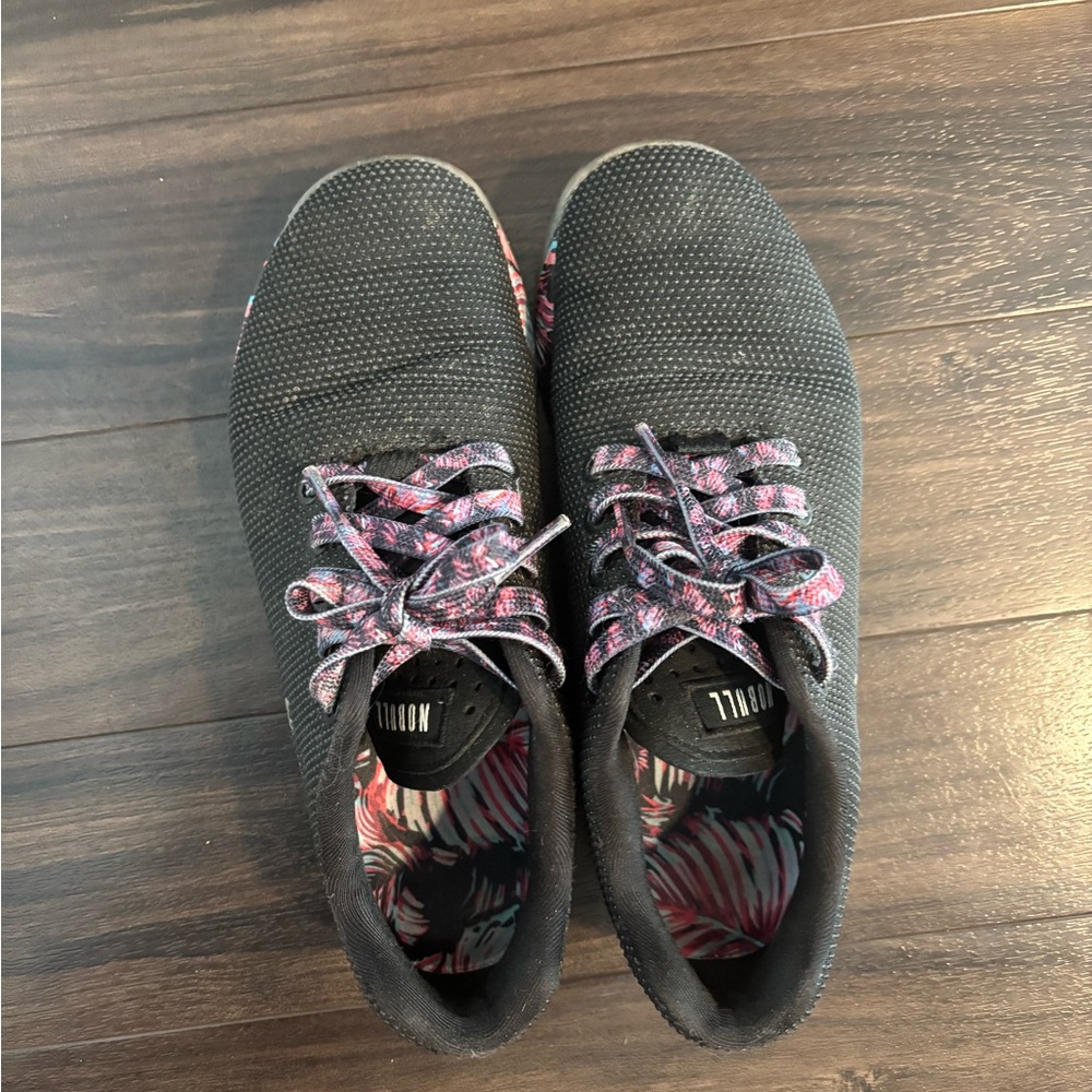 NOBULL Women's Black Sneakers with Pink and Blue Accents